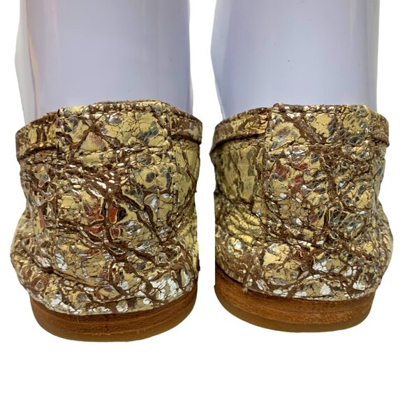 FRYE Carson Cream Silver Crackled Leather Ballet‎ Flats - Picture 8 of 12